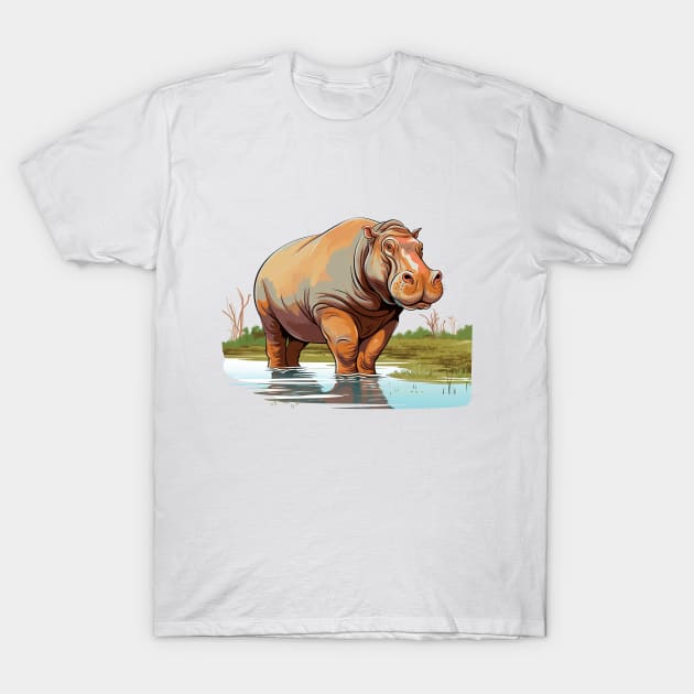 River Hippopotamus T-Shirt by zooleisurelife